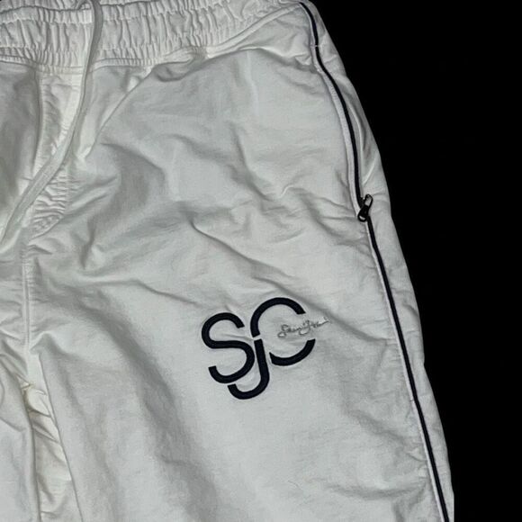 Y2K Sean John White Ankle Zip SJ Logo Sweatpants Size XL - Picture 2 of 5